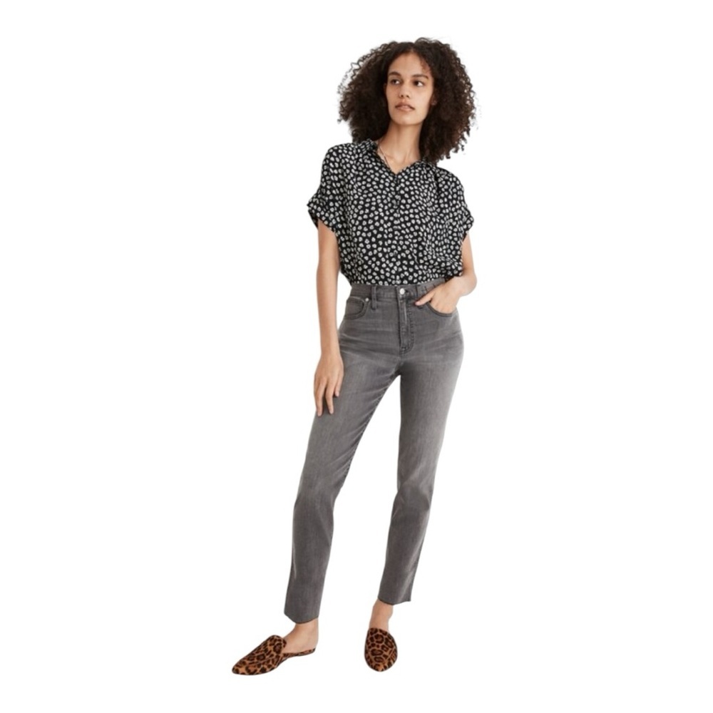 Madewell Stovepipe Jeans Raw-Hem Cement‎ Wash High Rise Size 25